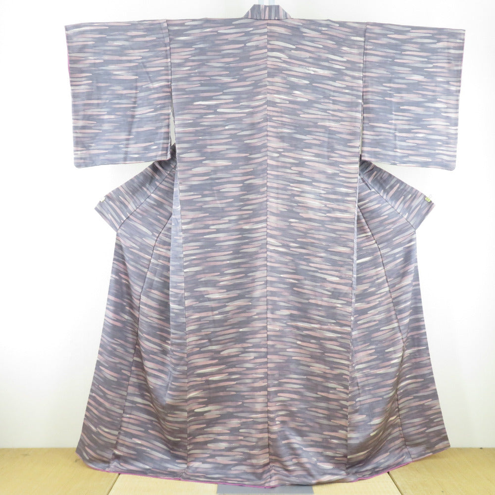 Komon Kasumi Public Lined Collar Gray Collar Purple Purchase Silk Silk Casual Kimono Star Power 162cm