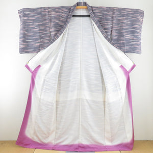 Komon Kasumi Public Lined Collar Gray Collar Purple Purchase Silk Silk Casual Kimono Star Power 162cm