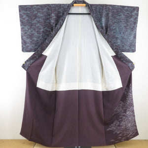 Attached Shochiku Umebun Purpose Lined Wide Collar Purple Pure Silk Silk Casual Kimono 154cm