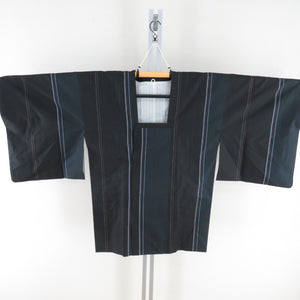 Kimono coat two part -part rain coat pure silk striped textbook black -tailored