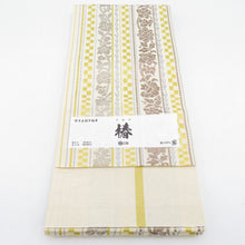 Load image into Gallery viewer, Half -width obi Original Honcho Hakata Hakata Hakata Hakata Hakata Hakata Mori Hakutori Tsubaki Pure Silk Aquela Cream Cream Half -width 4 -inch small Back Subdock Subdock