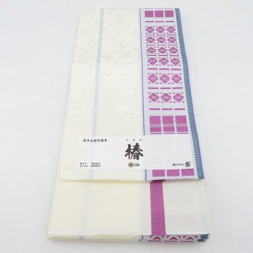 Half -width band home Hakata Hakata Hakata Hakata Hakata Hakata Hakutori Tsubaki Silk Shuju Shuku Plum Aquarium White Cream Half -width Color Half -width Obukuro Subdock