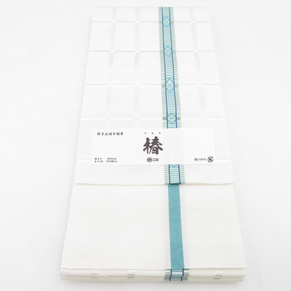 Half -width obi Honjo Hakata Hakata Hakata Hakata Hakata Hakutori Hakata Tsubaki Pure Silk Road White Half -width Half -width Obidabo Subdock Subdock Subject Made in Japan 378cm