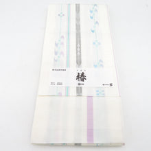 Load image into Gallery viewer, Half -width obi Original Hakata Hakata Hakata Hakata Hakata Hakata Hakutori Tsubaki Pure silk Yowa Kasuri White Half -width Half -width Obi Subsid Subadrogated Japanese Length 378cm