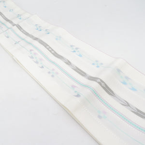 Half -width obi Original Hakata Hakata Hakata Hakata Hakata Hakata Hakutori Tsubaki Pure silk Yowa Kasuri White Half -width Half -width Obi Subsid Subadrogated Japanese Length 378cm