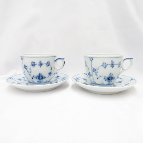 ROYAL COPENHAGEN Royal Copenhagen Tableware Blue Fluteed Plain Pair Cup & Saucer 2 customer set beautiful goods
