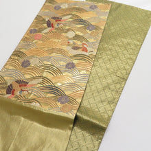 Load image into Gallery viewer, Sagi Obi Saga Nishiki Karo Nami Sakura on the Mandarin Silk Pure Kin Gold Gold Six Pattern Pure Silk Formal Kimono Warning 432cm