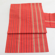 Load image into Gallery viewer, Hakata Ori Nagoya Silk Pure Silk Honorchizen Striped Pattern All Passish Passions Orange Eight Dimensions Tailored Kimono Obi Length 358cm