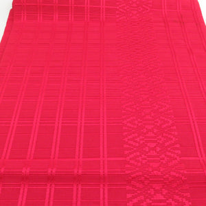 Hakata Ori Nagoya Obi Silk Pure Silk Contains Tsukuzen Lattice All Patterns All Patterns Red Colored Kimono Back Matsubiya Tailoring Length 354cm