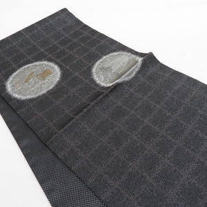 Rabbit mochi Tsutsuki Silver in the Tsubo Zonetsu, black brown drum pure drum pure silk tailoring kimono band length 440cm