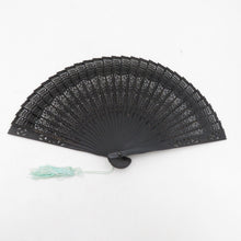 Load image into Gallery viewer, Sandand fan fan black -painted watermark carving axis length 20cm with Chinese box