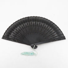 Load image into Gallery viewer, Sandand fan fan black -painted watermark carving axis length 20cm with Chinese box