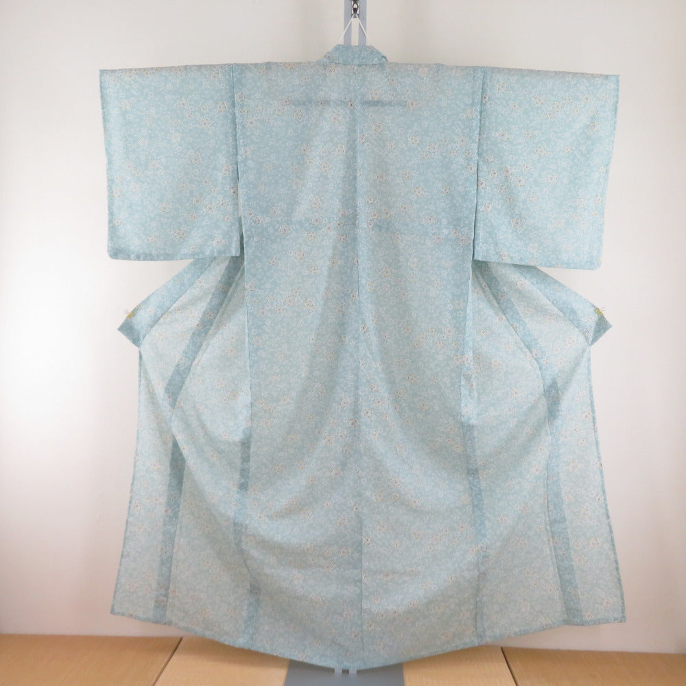 Summer kimono Komon Konjin flower pattern Light green bee collar polyester casual summer size 156cm beautiful goods