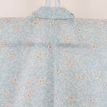 Load image into Gallery viewer, Summer kimono Komon Konjin flower pattern Light green bee collar polyester casual summer size 156cm beautiful goods