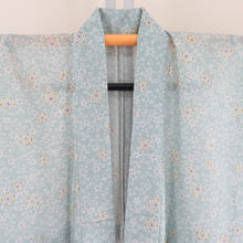 Load image into Gallery viewer, Summer kimono Komon Konjin flower pattern Light green bee collar polyester casual summer size 156cm beautiful goods