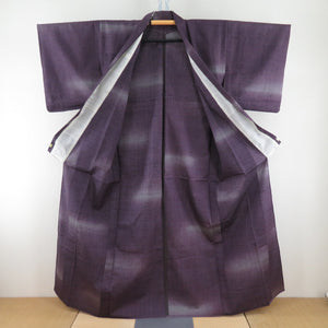 Tsumugi Kimono Pure Silk Purusen Purple Chard Dye Dyeing Dyeing Horizontal Casual Casual Casual Kimono Tailor