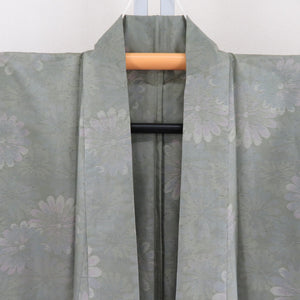 Tsumugi Kimono Oshima Tsumugi Silk Green Flower Pattern Bee Casual Casual Kimono Tailor