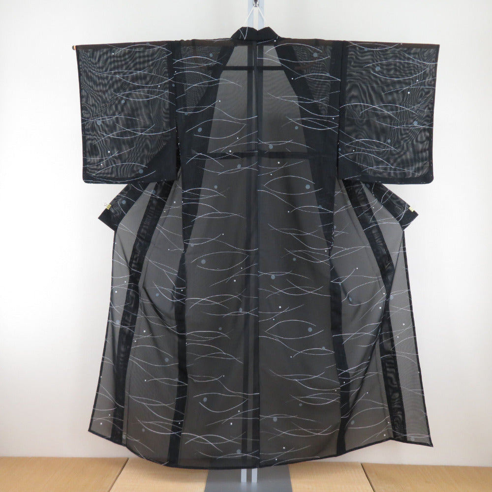 Summer kimono single garlic Polyester Washable kimono small crest dew turf pattern black x white bee collar tailored