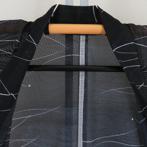Summer kimono single garlic Polyester Washable kimono small crest dew turf pattern black x white bee collar tailored