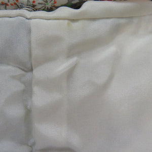小紋 梅尽くし文様 袷 広衿 ホワイトｘグリーン 正絹 カジュアル着物 サイズ小さめ 仕立て上がり 身丈149cm 美品