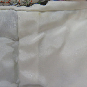 Komon Ume Mitsuru Lined Lined Collar White X Green Pure Silk Casual Kimono Size Lady Tailored 149cm Beautiful goods