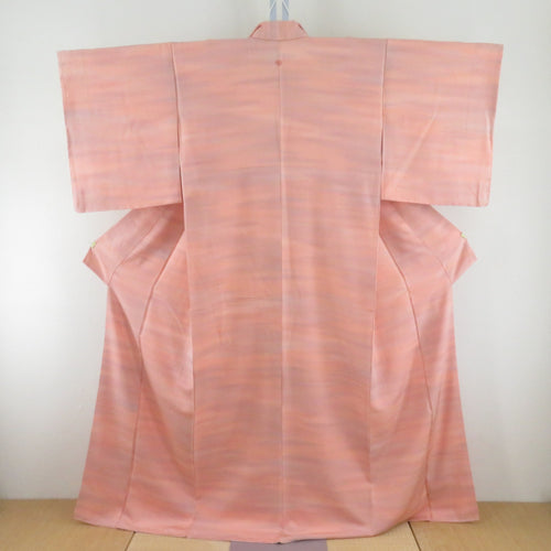 色無地 正絹 ぼかし ベージュピンク 袷 広衿 一つ紋 仕立て上がり着物 身丈163cm 美品