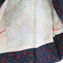 Load image into Gallery viewer, Tsumugi Kimono Ensemble Hanori with Hanago Koukou Lined Bee Bee Collar Bee Blue Purple Pure Silk Casual Tailor 158cm