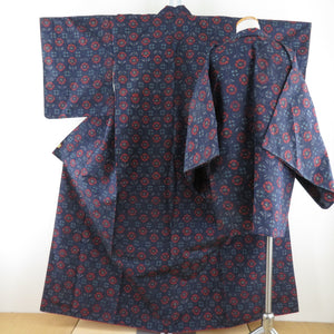 Tsumugi Kimono Ensemble Hanori with Hanago Koukou Lined Bee Bee Collar Bee Blue Purple Pure Silk Casual Tailor 158cm