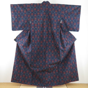 Tsumugi Kimono Ensemble Hanori with Hanago Koukou Lined Bee Bee Collar Bee Blue Purple Pure Silk Casual Tailor 158cm