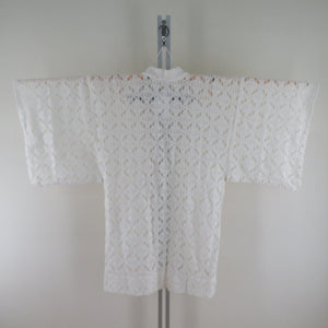 Haori Lace White Cotton Cotton Nylon Casual Haori Flower Pattern Kimono Course Kimono Beauty 92cm Beautiful goods