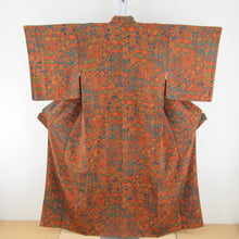 Load image into Gallery viewer, Komonarasa Pure Silk Brown X vermilion x Green Lined Lined Contact Casual Tailoring Kimono 155cm Beautiful goods