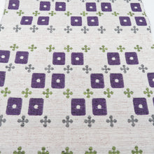 Load image into Gallery viewer, Ryeon Yonezawa Tsumugi 8 inch Nagoya Obi &quot;Bud Bud&quot; Swaseni White Purple Cross and Square Colonial Capriccial Kimono Correspondence Unsuitable Length 500cm