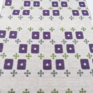 Ryeon Yonezawa Tsumugi 8 inch Nagoya Obi "Bud Bud" Swaseni White Purple Cross and Square Colonial Capriccial Kimono Correspondence Unsuitable Length 500cm