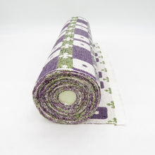 Load image into Gallery viewer, Ryeon Yonezawa Tsumugi 8 inch Nagoya Obi &quot;Bud Bud&quot; Swaseni White Purple Cross and Square Colonial Capriccial Kimono Correspondence Unsuitable Length 500cm