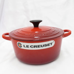 Le Creuset ル・クルーゼ 調理器具 COCOTTE RONDE ココット ロンド ホーロー鍋 両手鍋 チェリーレッド 18cm ほうろう IH対応 未使用品