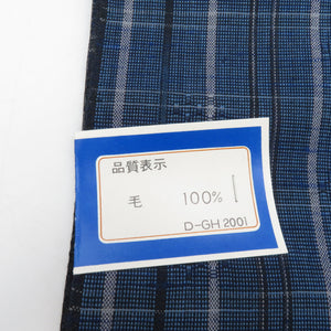 反物 着尺 ウール 格子柄 青色 未仕立て 女性着物用 着物生地 ハンドメイド素材 長さ1160cm