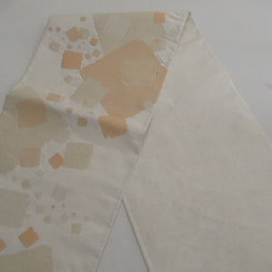 袋帯 幾何学模様 正絹 金糸銀糸 ゴールドｘシルバー 六通柄 正絹 フォーマル 仕立て上がり 着物帯 長さ432cm