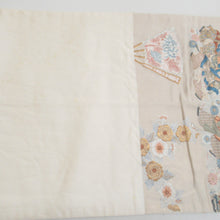 Load image into Gallery viewer, Back Obi Karako pattern Pure silk thread silver thread beige x multicolor six -handed pattern pure silk formal tailoring kimono length 424cm