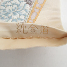 Load image into Gallery viewer, Back Obi Karako pattern Pure silk thread silver thread beige x multicolor six -handed pattern pure silk formal tailoring kimono length 424cm