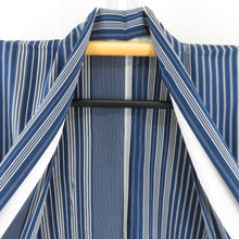 Load image into Gallery viewer, Komon Tokuchicho Akashi Akashi Chimi Vertical Striped Pure Blue Blue Blue X -gray Women&#39;s Summer Tailoring Light 154cm