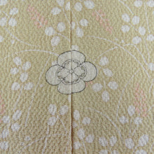 Load image into Gallery viewer, Komon single crest thin beige x white small -shaped pattern pure silk coat wide collar crepe crepe tailoring kimono 151cm