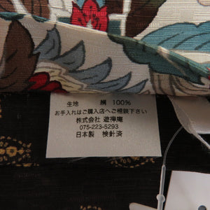 Half -width band WAKKA Wakka Sarasa Phoenix Pure Silk White x Brown Reversible Japanese Half -width Half Valley 430cm