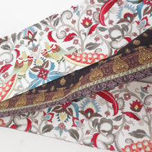 Load image into Gallery viewer, Half -width band WAKKA Wakka Sarasa Phoenix Pure Silk White x Brown Reversible Japanese Half -width Half Valley 430cm