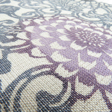 Load image into Gallery viewer, Half -width flower pattern pure silk white x blue x gray x multi -colored silver yarn reversible Japanese half width length 360cm