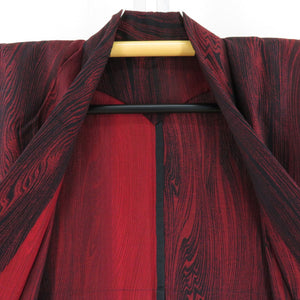 Single Kimono Wool / Polyester Koujin Red x Black Wood Home Pattern Bee Casual Casual Kimono 155cm