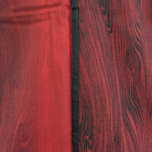 画像をギャラリービューアに読み込む, 単衣着物 ウール・ポリエステル交織生地 赤ｘ黒 木目模様 バチ衿 カジュアル着物 身丈155cm