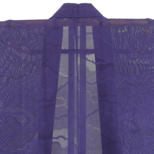 羽織 正絹 絽 夏用 紫色 雲柄 着物コート 着物用 身丈77cm