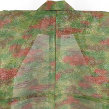 Load image into Gallery viewer, Wool kimono single garment pattern Yellow -green x Brown Summer Wool Bachi Casual Kimono Kimono