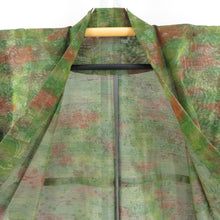 Load image into Gallery viewer, Wool kimono single garment pattern Yellow -green x Brown Summer Wool Bachi Casual Kimono Kimono