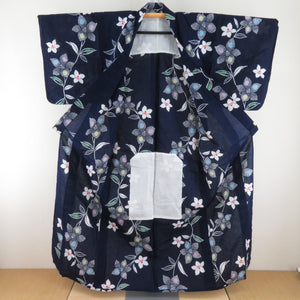 Yukata Cotton Bee Bee Collar Navy Blossom Pattern Tailoring Ladies Women's Yukata Stateau 159cm